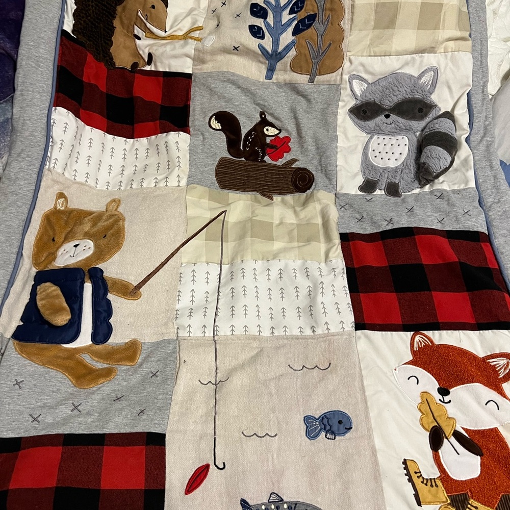 Baby crib blanket and bed skirt set